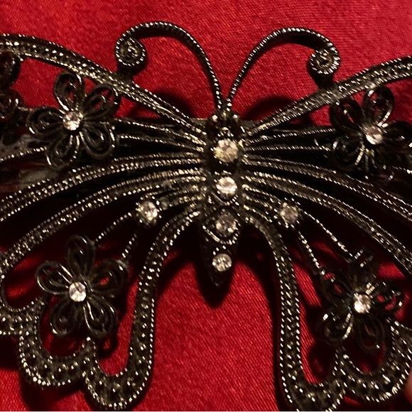 Vintage 925 Silver Butterfly Hair Clip - Picture 1 of 11